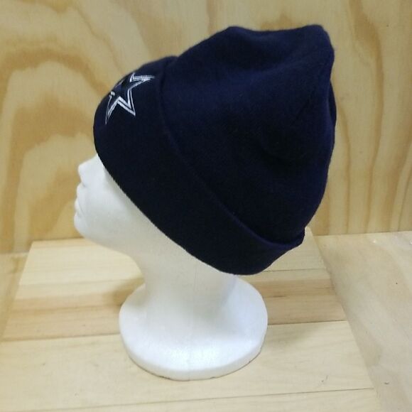 Vintage NFL Dallas Authentic Cowboys Logo Black Knit Ski Beanie Hat - Picture 5 of 6